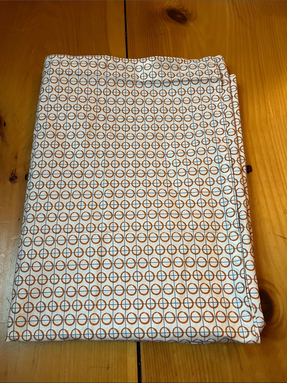 DWELL STUDIOS *Twin* Modern Dot Circle Printed Flat Sheet 100% Cotton Orange/Blu